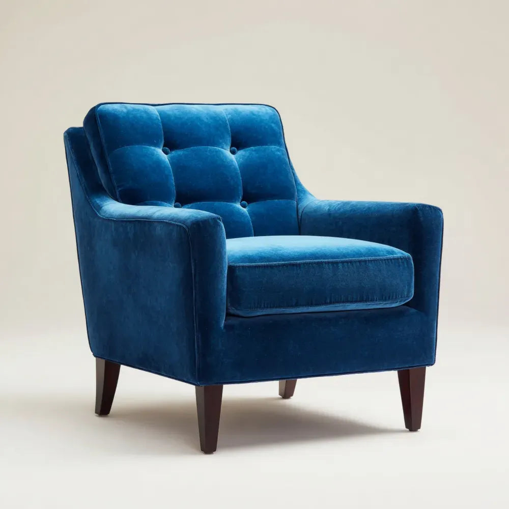 Blue Velvet Upholstered Armchair – 80x85x90 cm – Modern Design