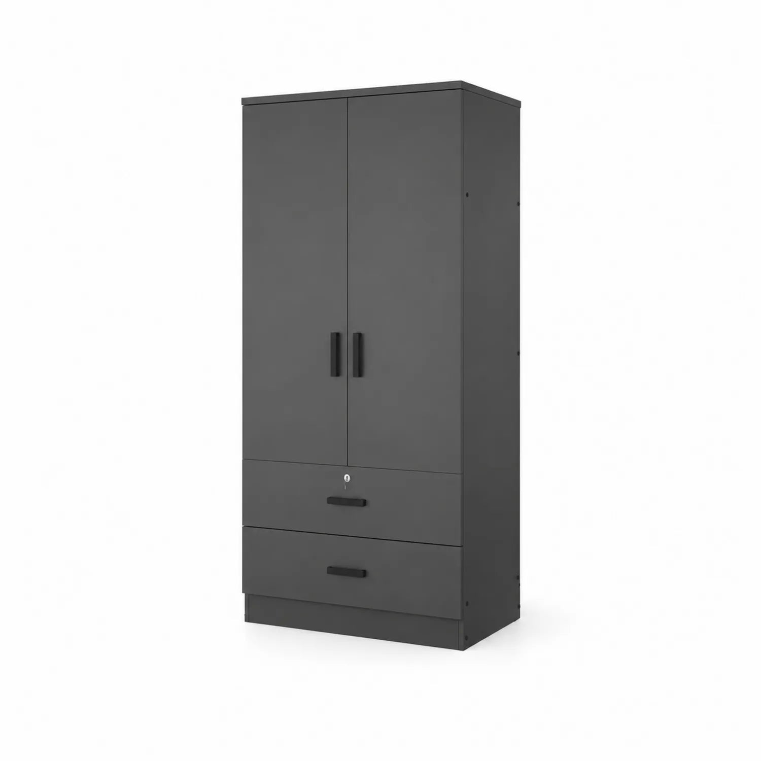 Armadio in metallo grigio scuro con due ante e due cassetti 180x90x50 cm