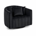 Poltrona girevole in velluto nero con cuscino