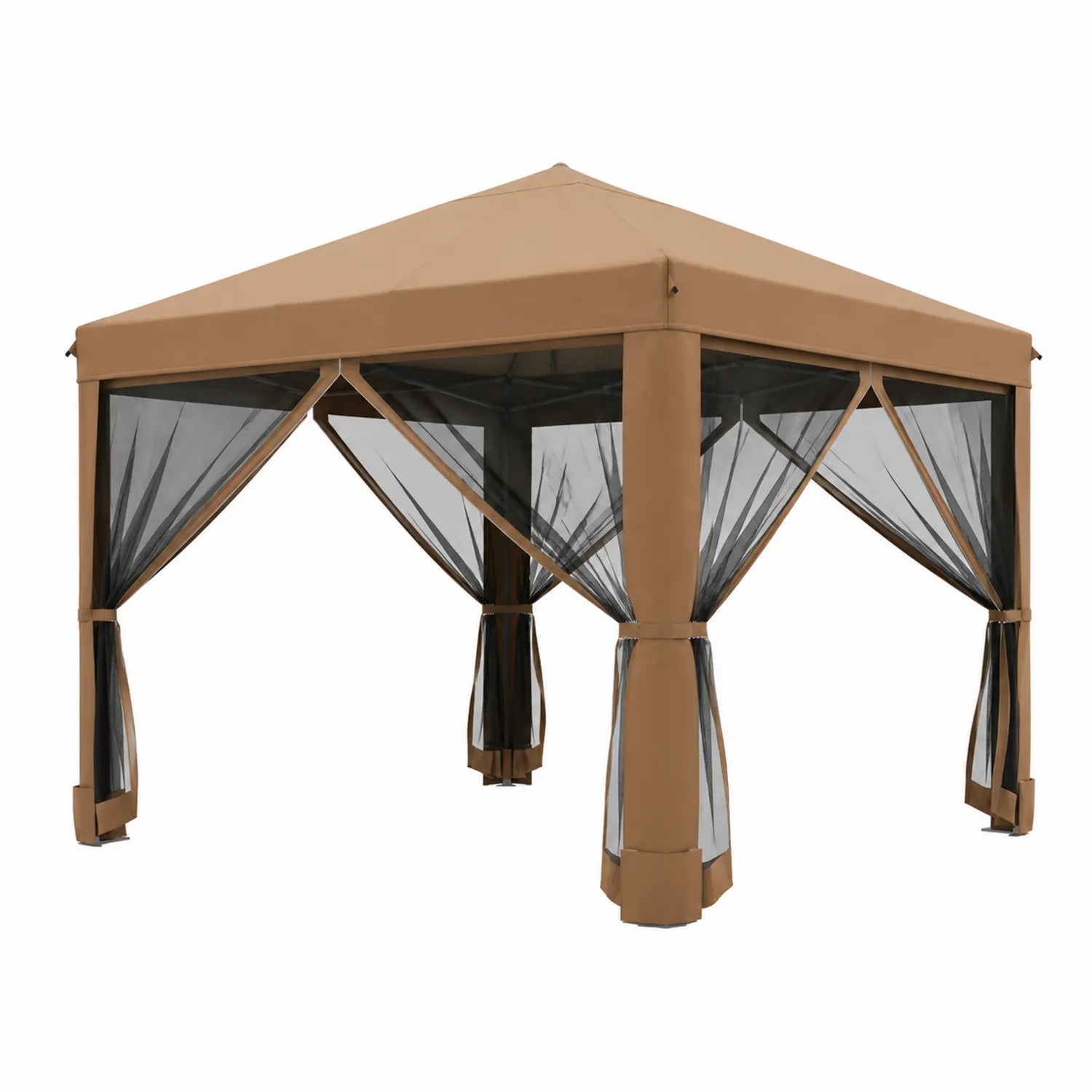 Gazebo da Giardino in Acciaio e Poliestere 3x3 m Beige e Nero