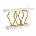 Consolle in Marmo Ingegnerizzato e Metallo Verniciato Oro 120x30x80 cm