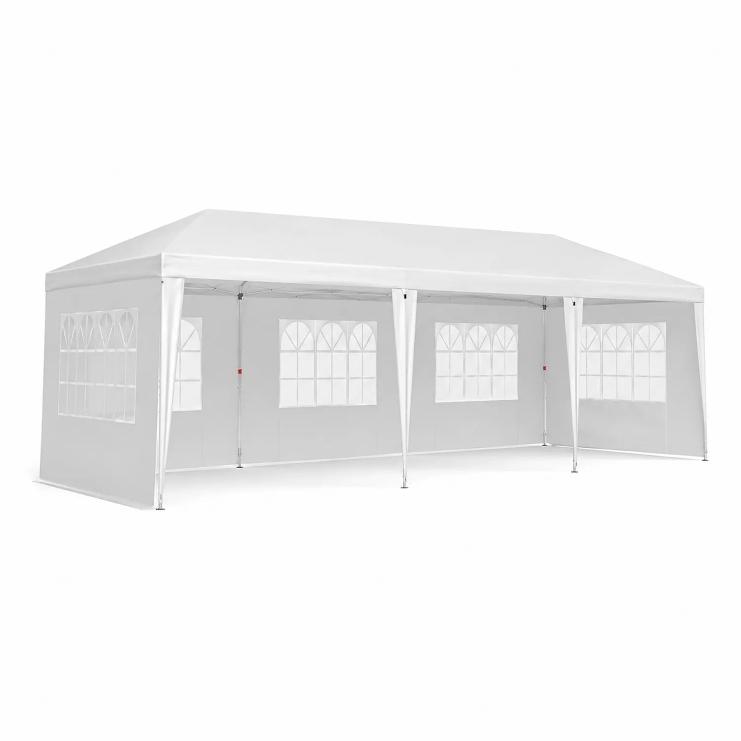 Gazebo Rettangolare 6x3 m in Acciaio e Tela di Polietilene Bianco