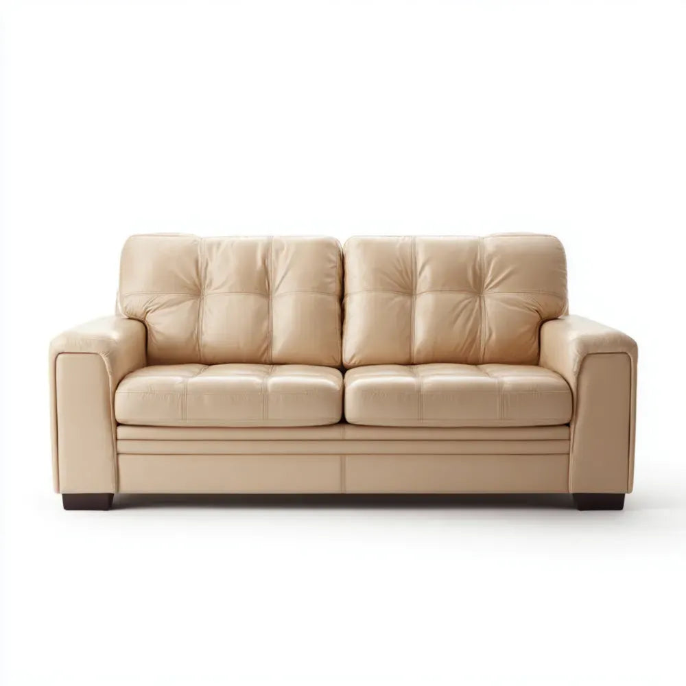 3-Seater Leather Sofa - Beige - 200x90x85 cm - Modern Design