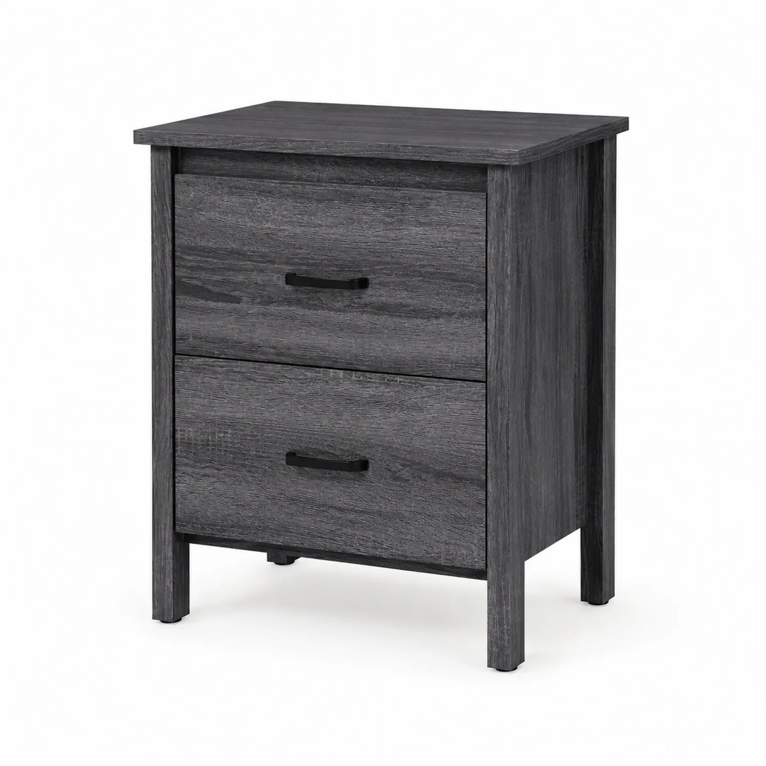 Comodino in Legno con 2 Cassetti Grigio