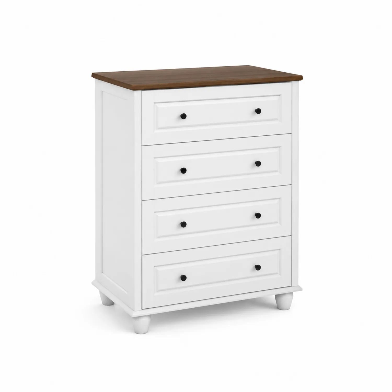 Cassettiera in legno con 4 cassetti Bianco e Marrone