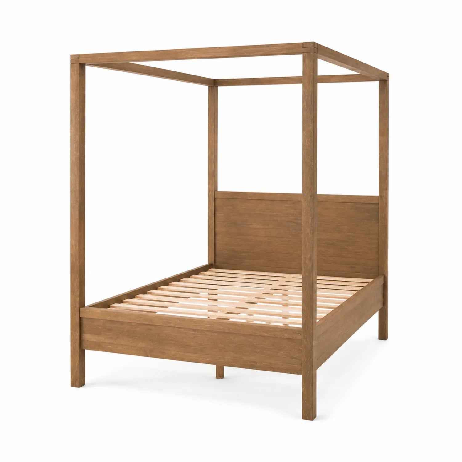 Letto a baldacchino in legno di quercia marrone