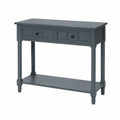 Tavolo consolle rettangolare con due cassetti in legno verniciato Blu