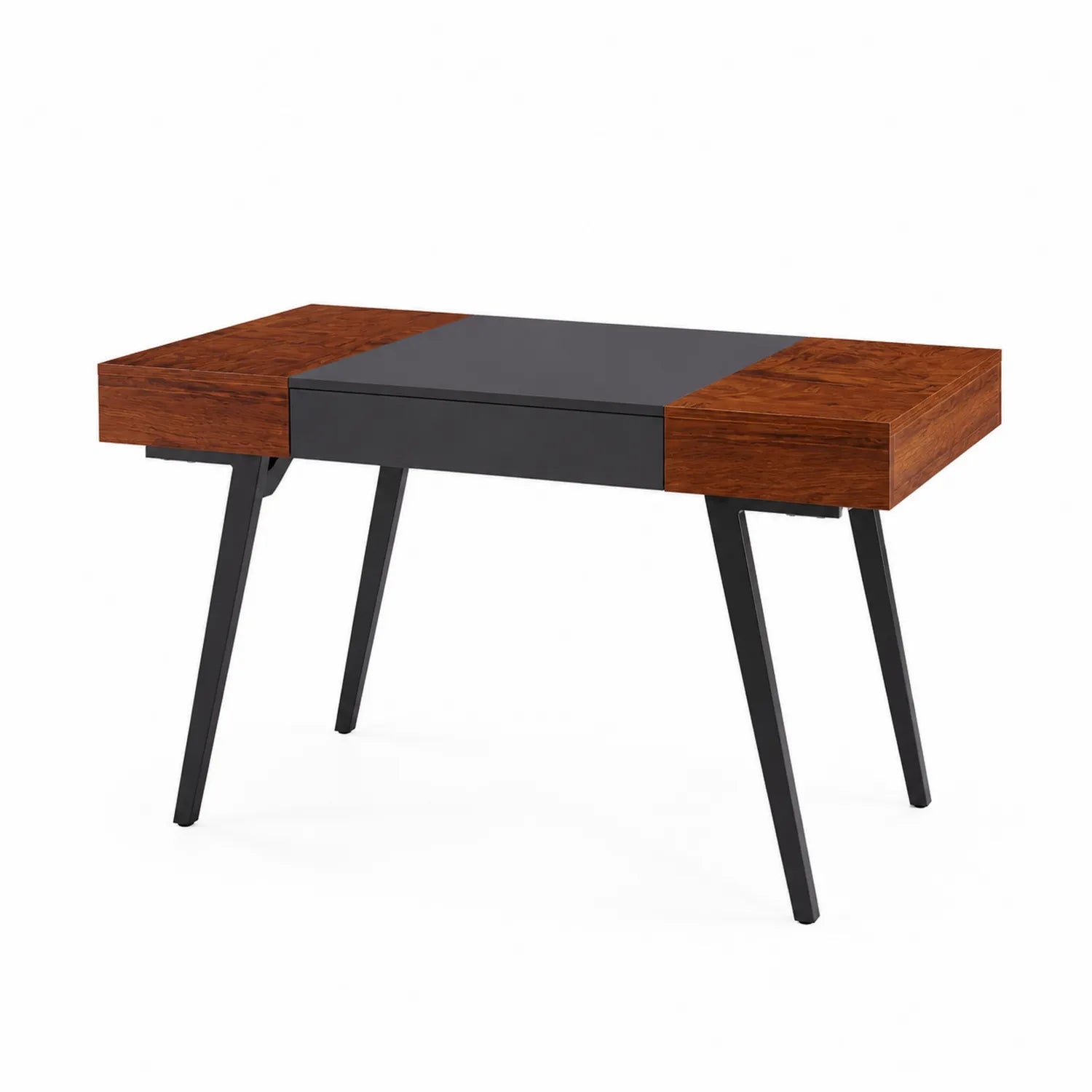 Scrivania in Legno MDF e Metallo, 120x60x75 cm, Marrone e Nero
