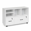Mobile archivio in legno MDF con ruote e serratura, Bianco 120x40x80 cm