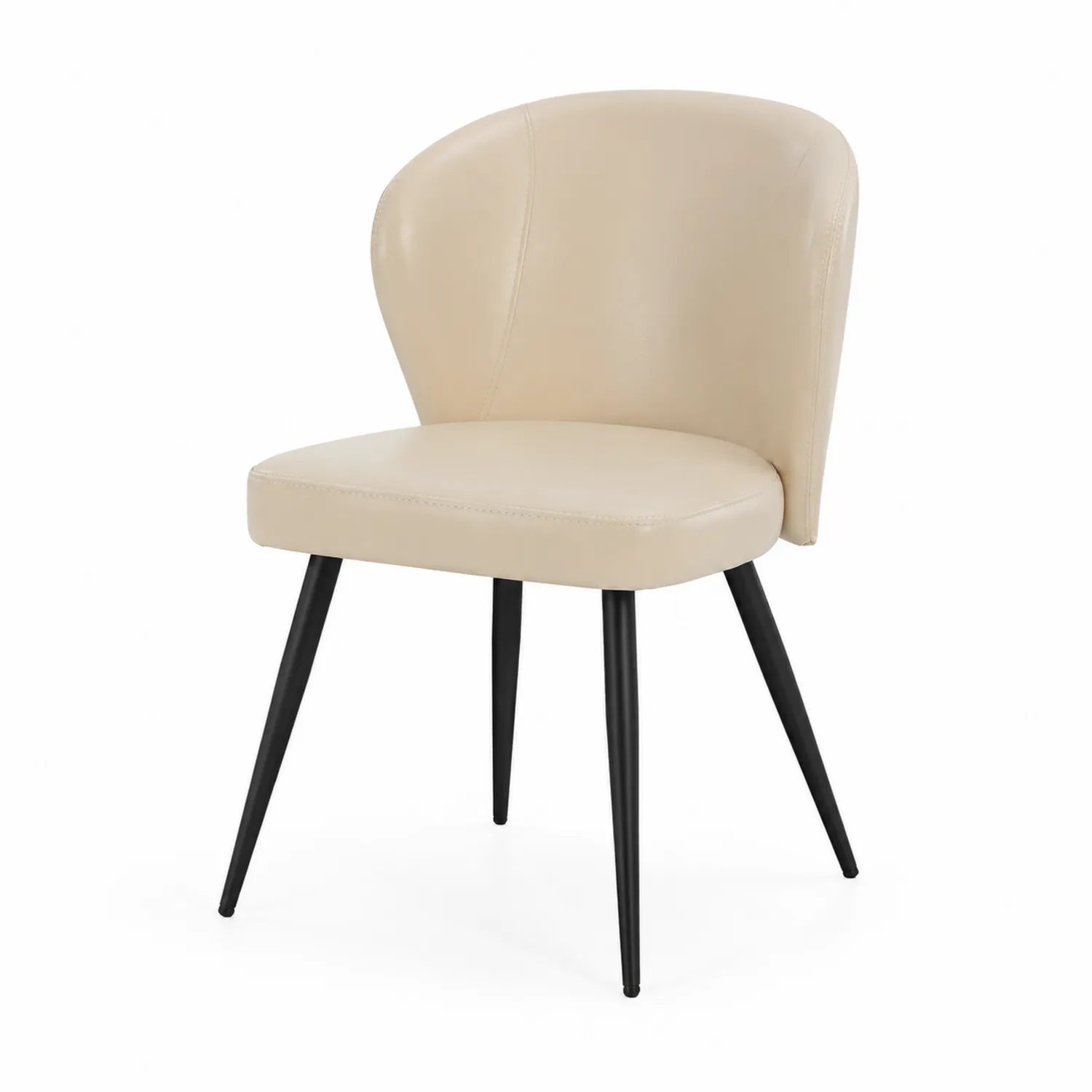 Sedia in pelle sintetica con gambe in metallo, colore crema