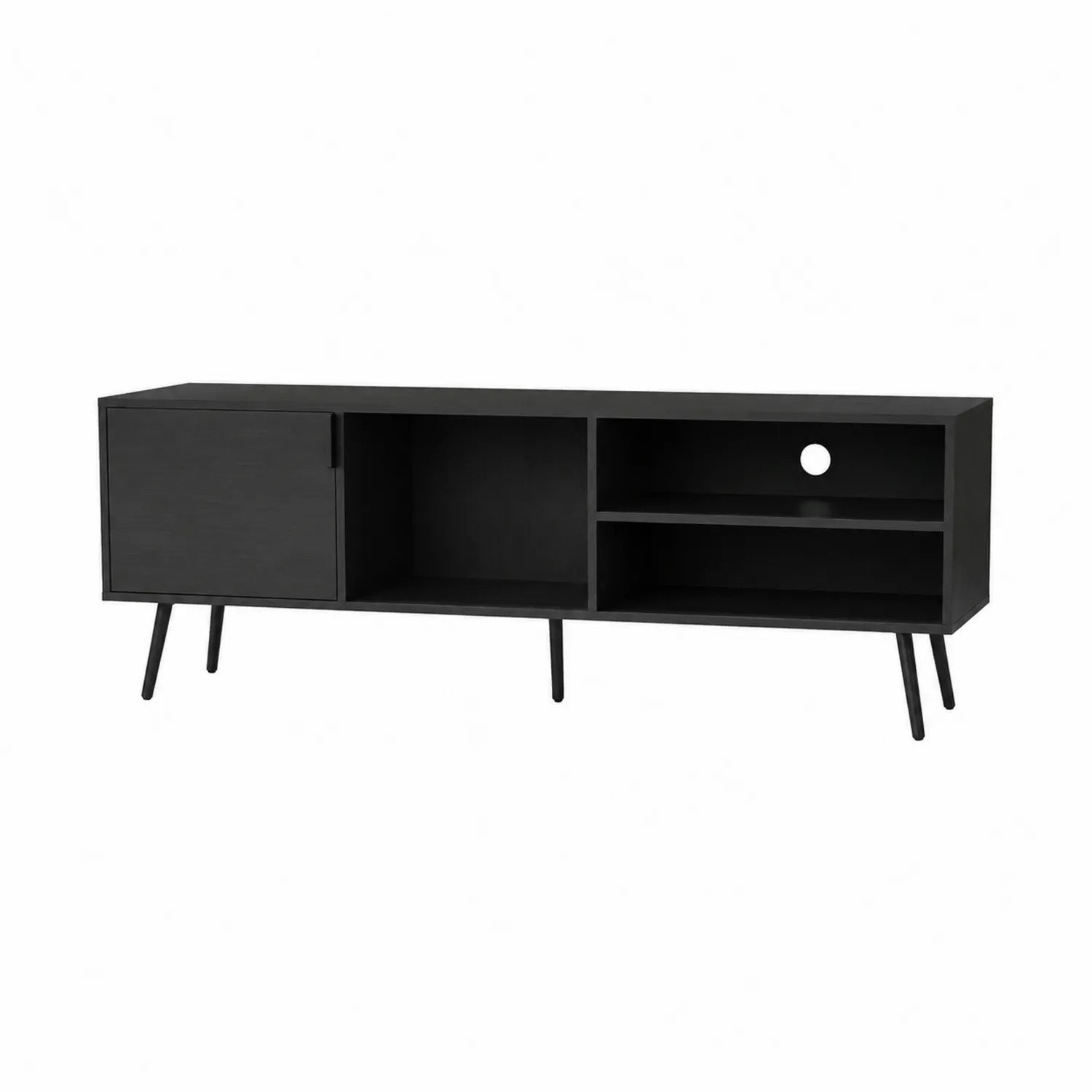 Mobile TV in legno MDF e metallo nero 150x40x50 cm