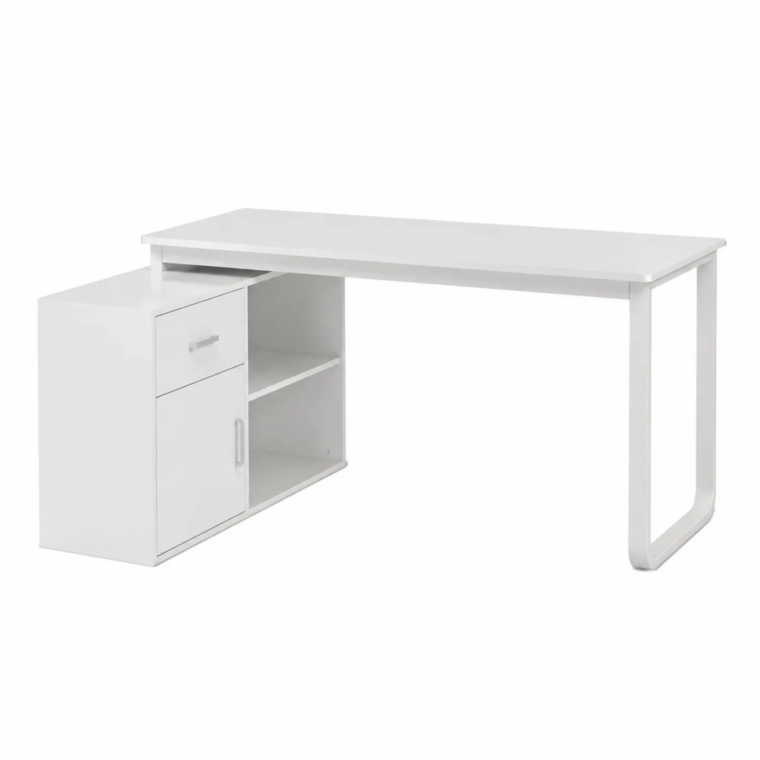 Scrivania angolare in MDF e metallo bianca