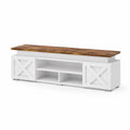 Mobile TV in MDF Bianco con Piano in Legno di Quercia