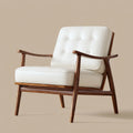 Armchair Wooden Frame White Cushions 80x75x80 cm - Mid-Century Modern