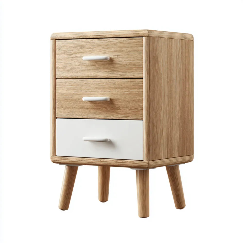 Chest of Drawers 45x35x60 cm - Wood 3-Drawer - Oak/White - Modern Style