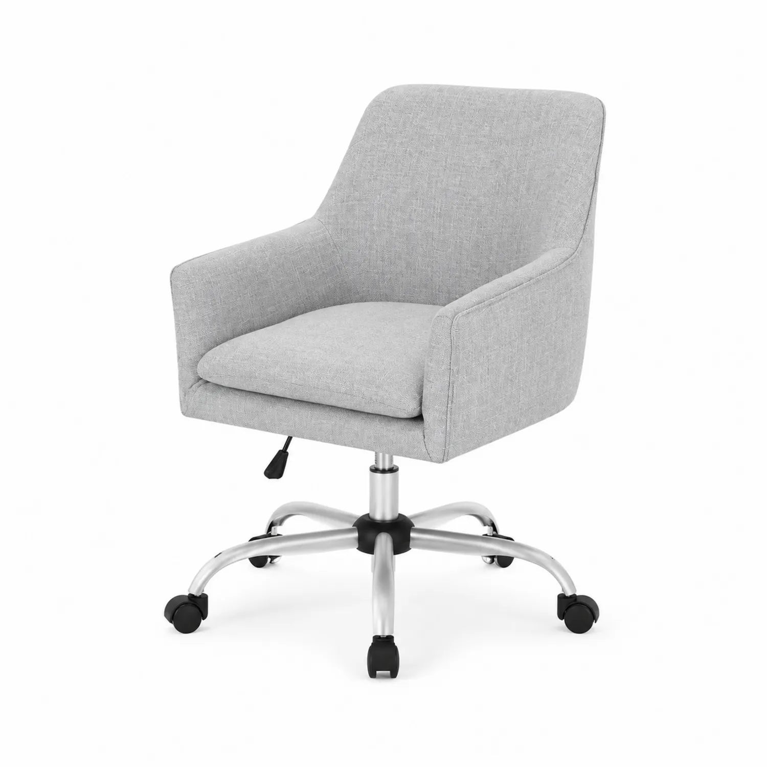 Sedia da ufficio regolabile in tessuto grigio con base in metallo