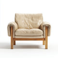 Armchair - Leather Upholstery 75x85x90 cm - Beige - Contemporary Design