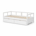 Letto singolo in legno bianco con cassetti 200x90 cm