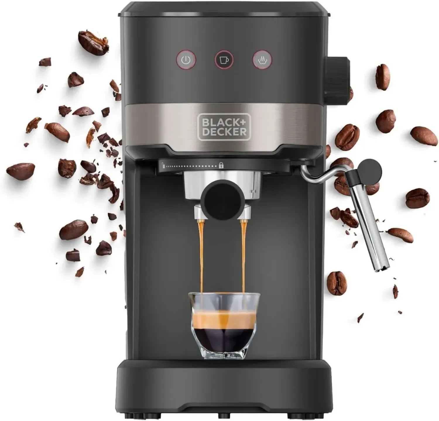 Macchina Espresso BLACK+DECKER 20 Bar, 1100W, Vaporizzatore, Serbatoio 1,4L