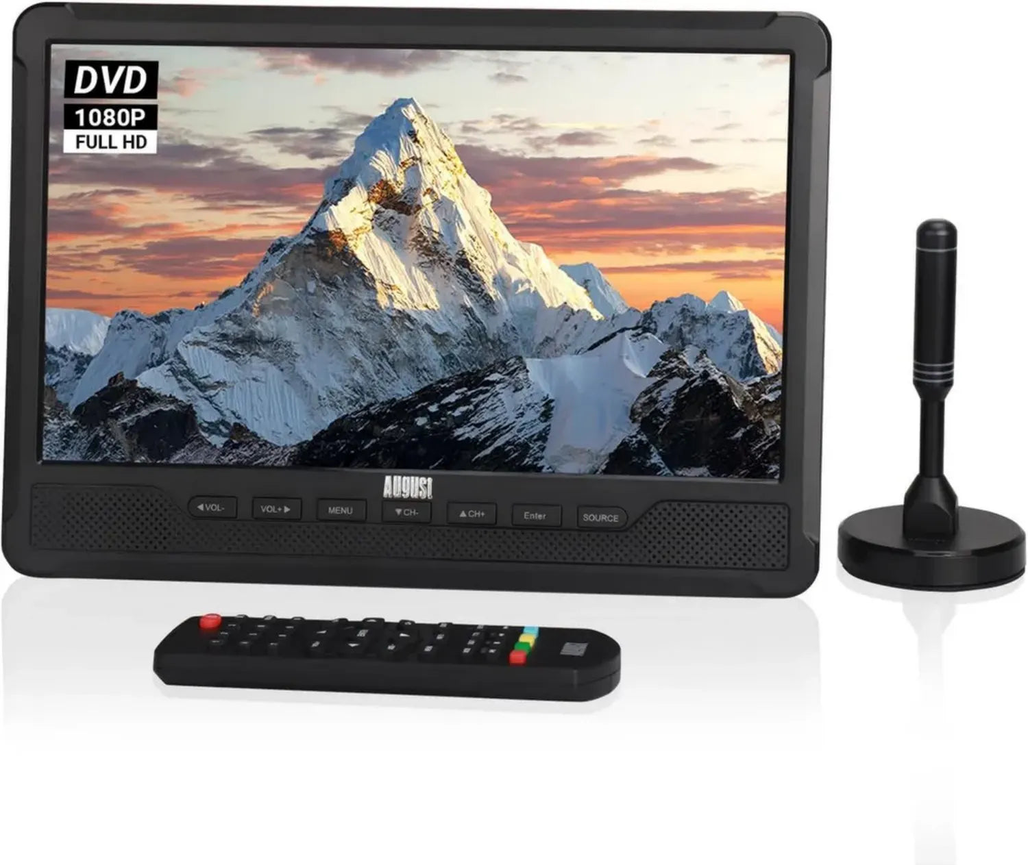 Televisore Portatile 10'' August DA383 con DVD e DVB-T2, Schermo HD, Batteria Ricaricabile, HDMI e USB