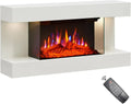 Camino Elettrico Atacama 82cm con Faretti e Telecomando, Riscaldatore 1,8kW, Colore Bianco