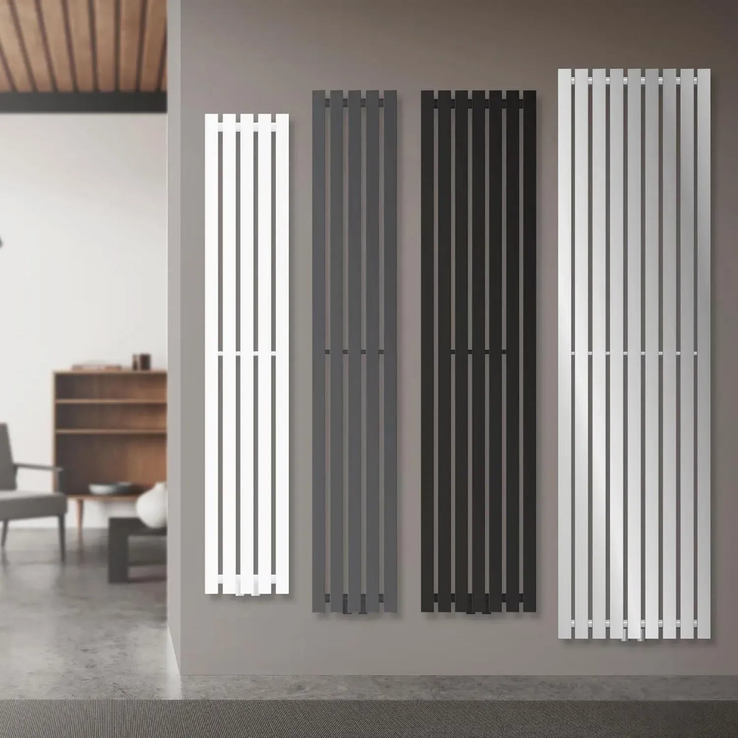 Radiatore Verticale Design Stella 1400x370 mm Bianco con Attacco Centrale