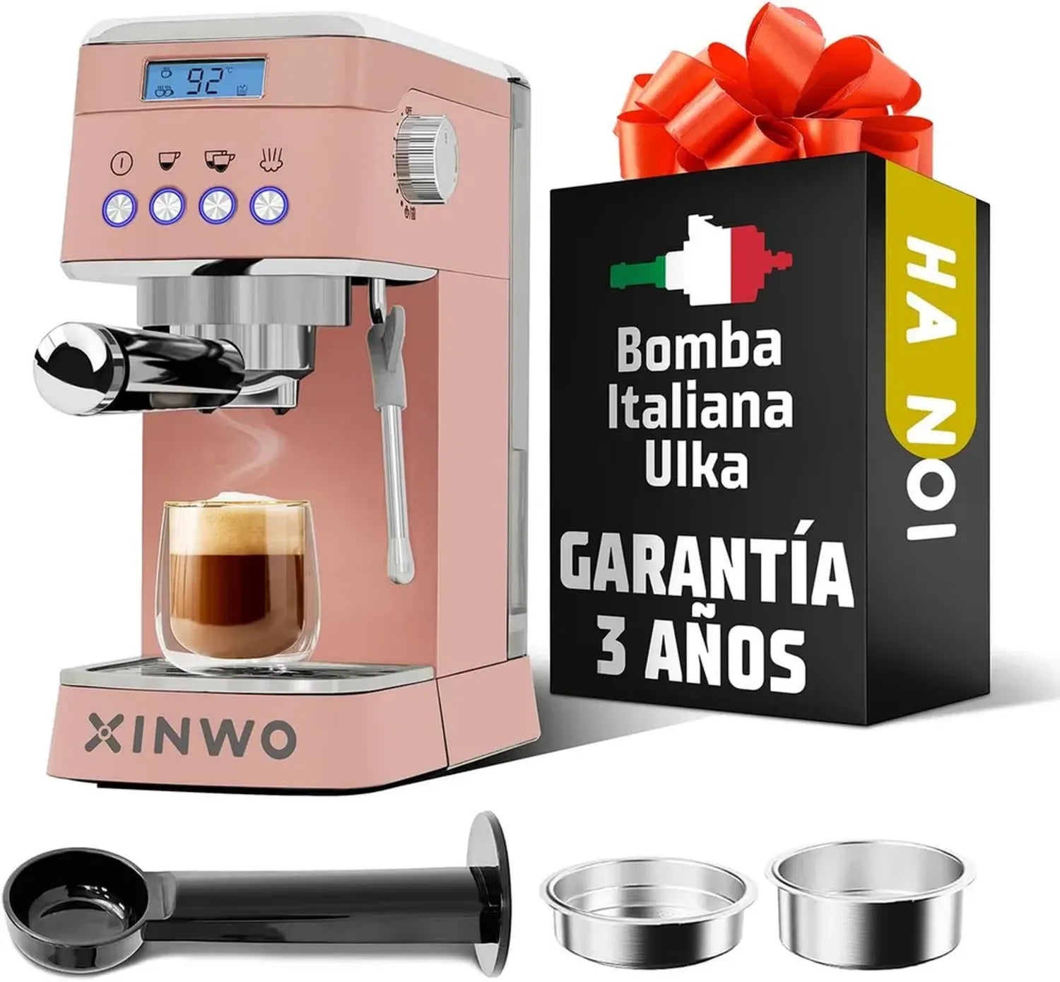 Macchina da Caffè Retrò in Acciaio Inox, 20 Bar, 1,2 L - Con Lancia Vapore e Montalatte