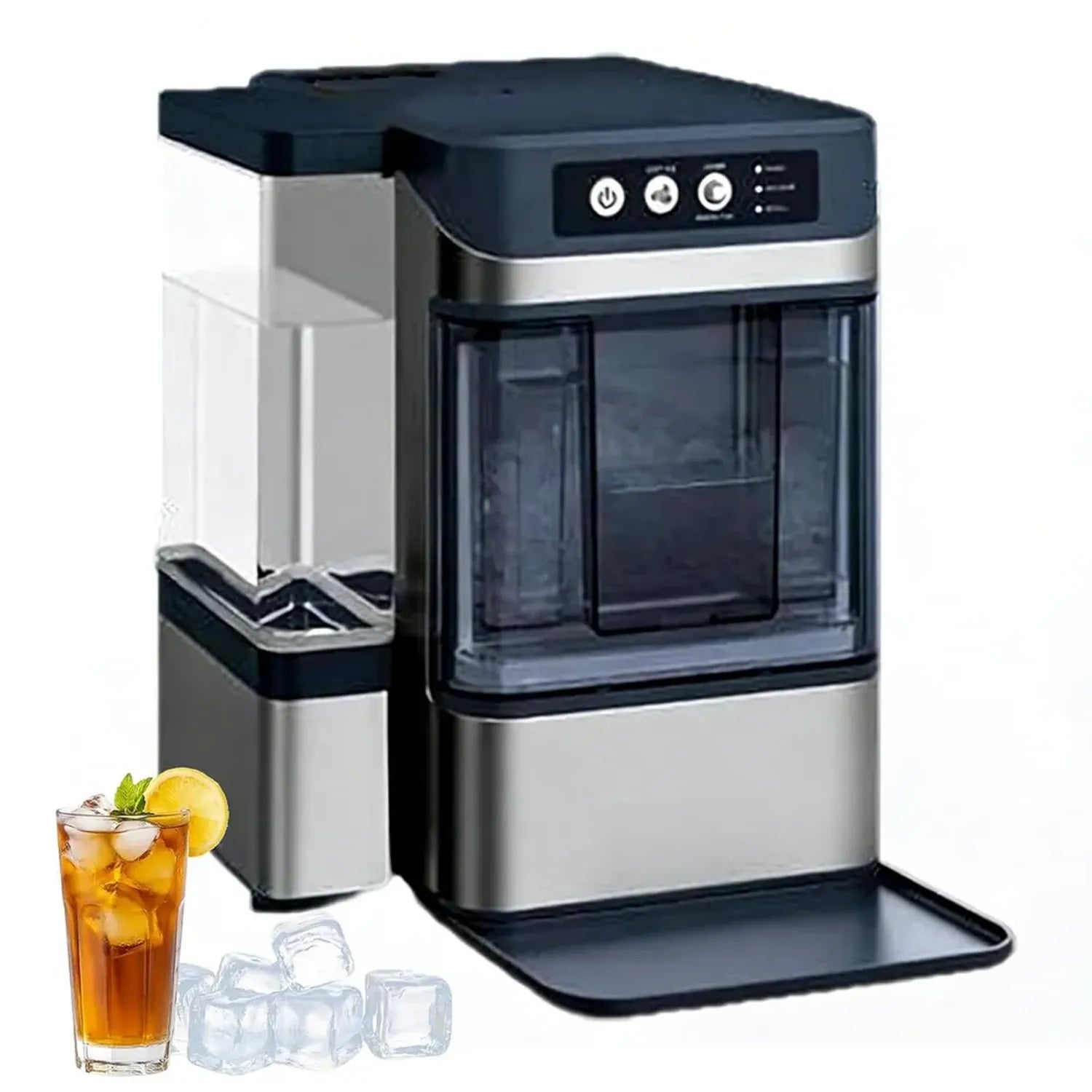 Fabbricatore di Ghiaccio Compatto Portatile, 17 kg/24h, Autopulente, Serbatoio Laterale, Perfetto per Casa e Bar