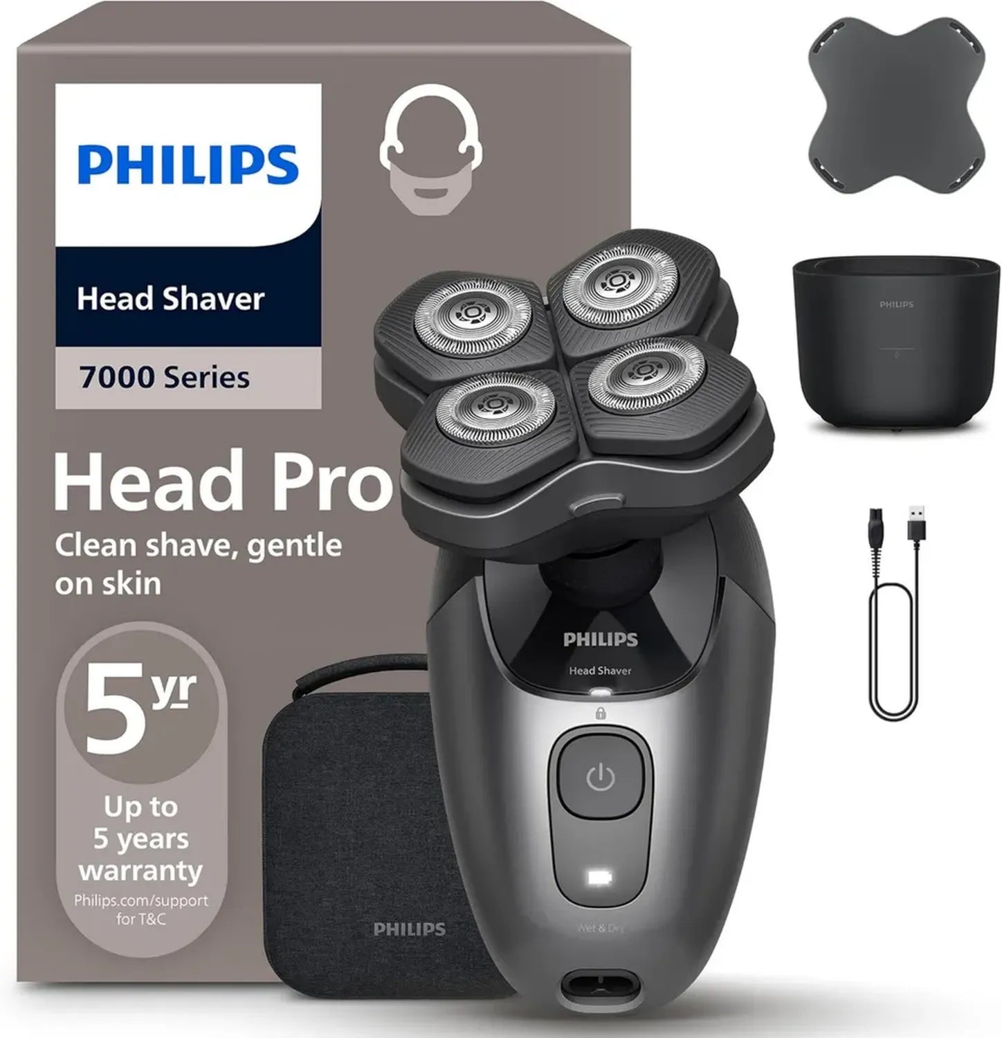 Philips Rasoio Elettrico Serie 7000 - Testina 360° e Lame ComfortCut per Rasatura Delicata