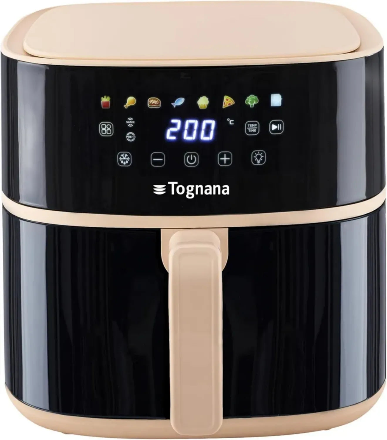 Tognana Iridea Friggitrice ad Aria 8L, Design Elegante in Champagne, Materiale Plastica e Acciaio Inox