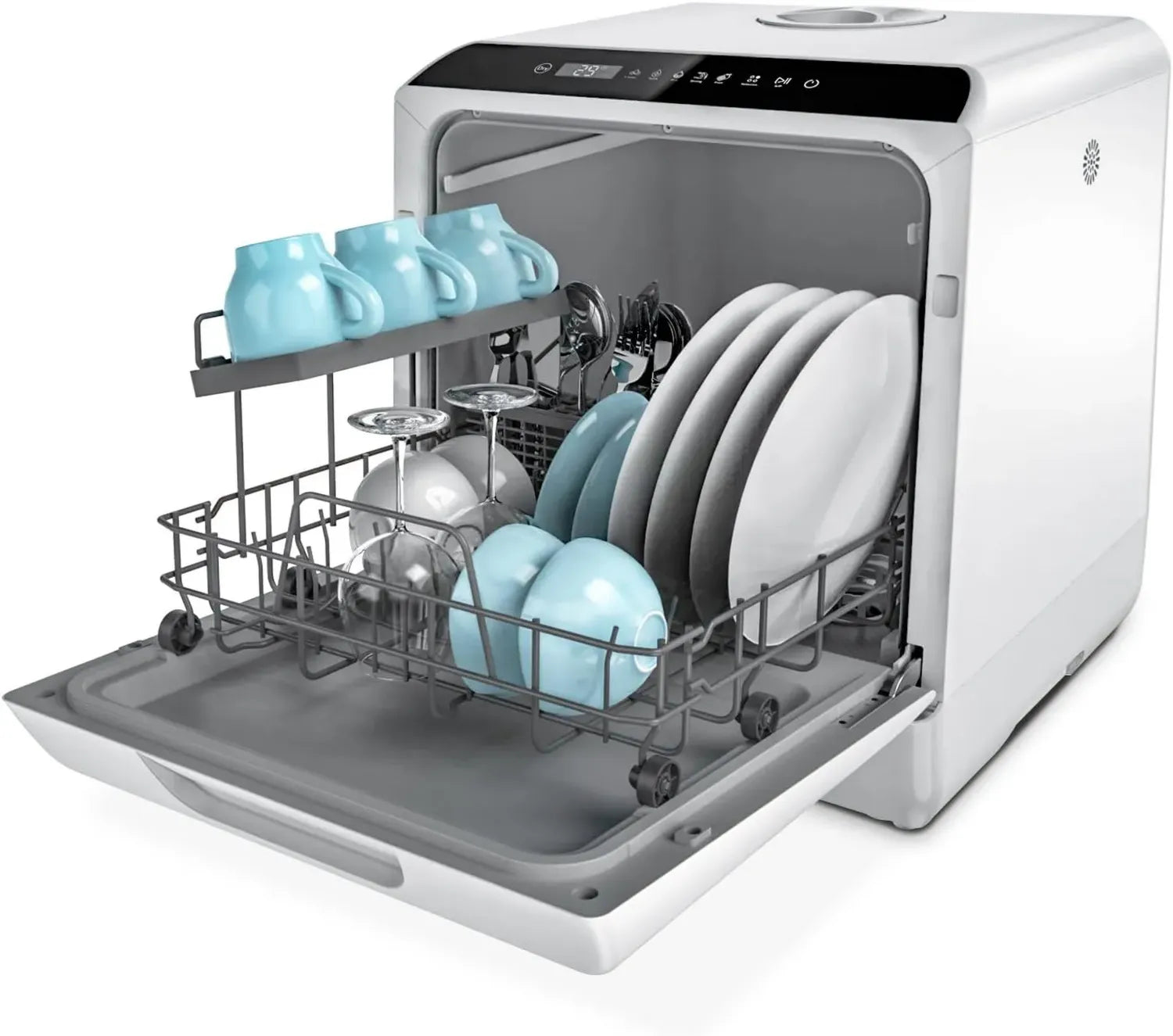 Mini Lavastoviglie Hermitlux 4 Coperti, 6 Programmi, Touch Screen per Casa e Ufficio, Bianco