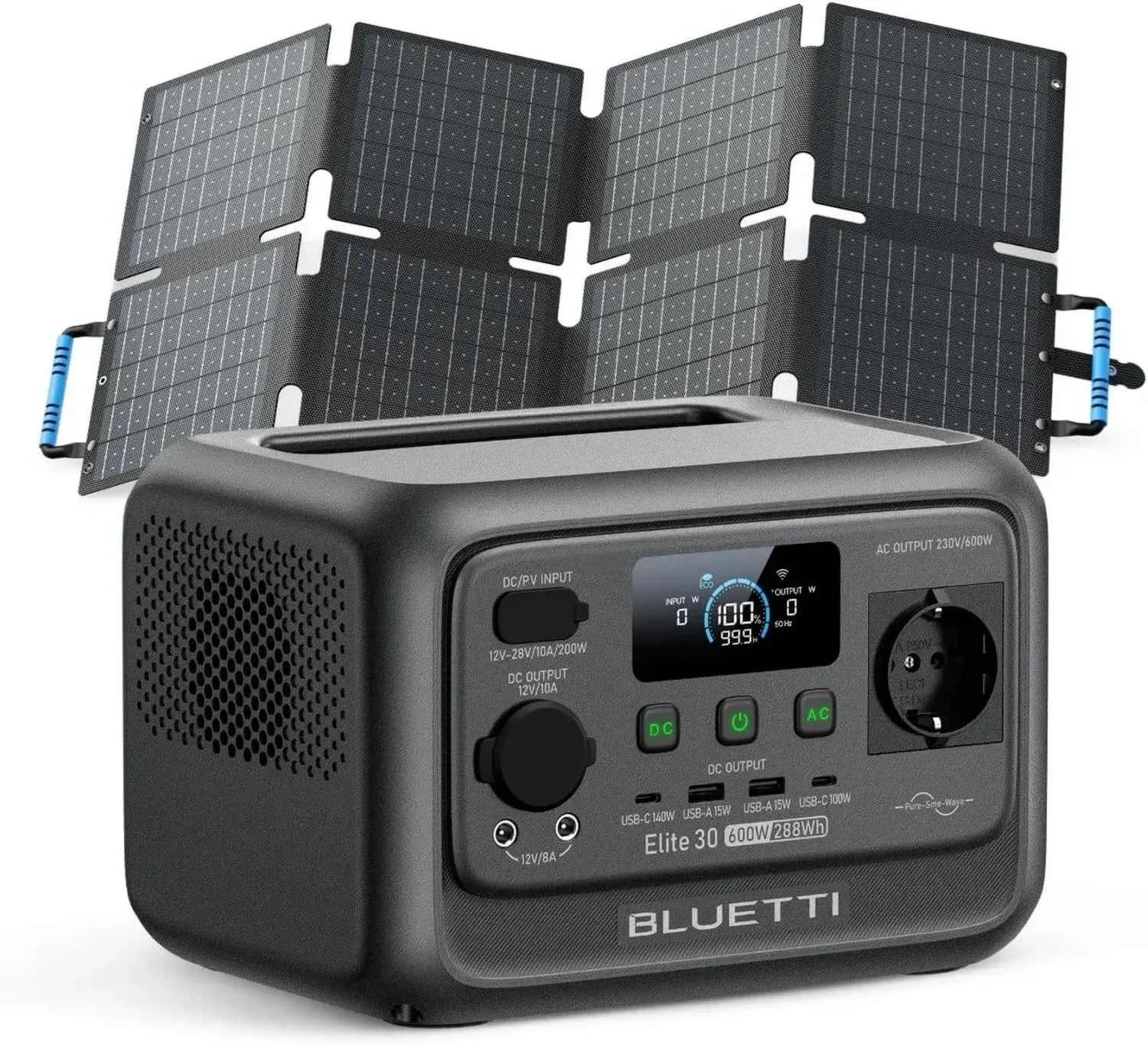 BLUETTI Generatore Solare Elite con Pannello 60W, Centrale Elettrica Portatile LiFePO4 288Wh, Prese CA 600W