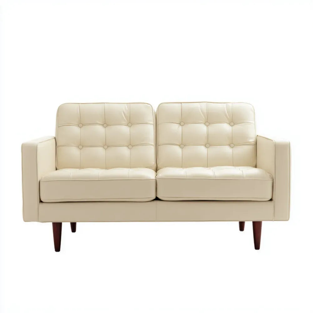 Loveseat Sofa Faux Leather 150x85x80 cm - Beige - Modern Style