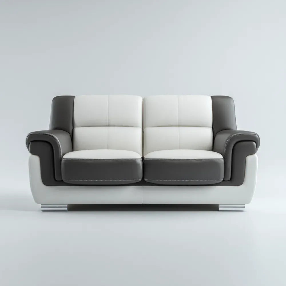 Modern Style Faux Leather Sofa Set 200x90x85 cm - Black/White