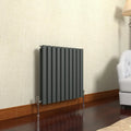 Radiatore Orizzontale Doppio Antracite 600x590mm Design Moderno