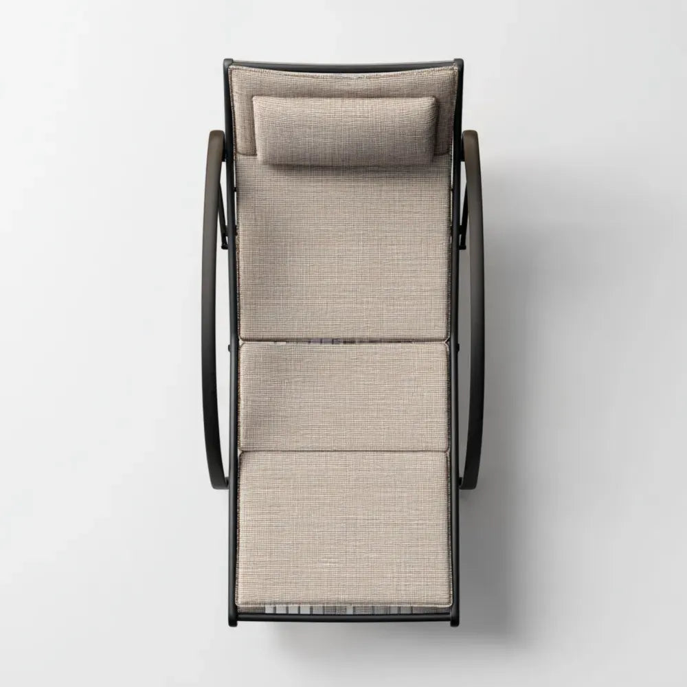 Patio Recliner 180x60x45 cm - Metal Frame Beige Cushions - Modern Outdoor Lounger