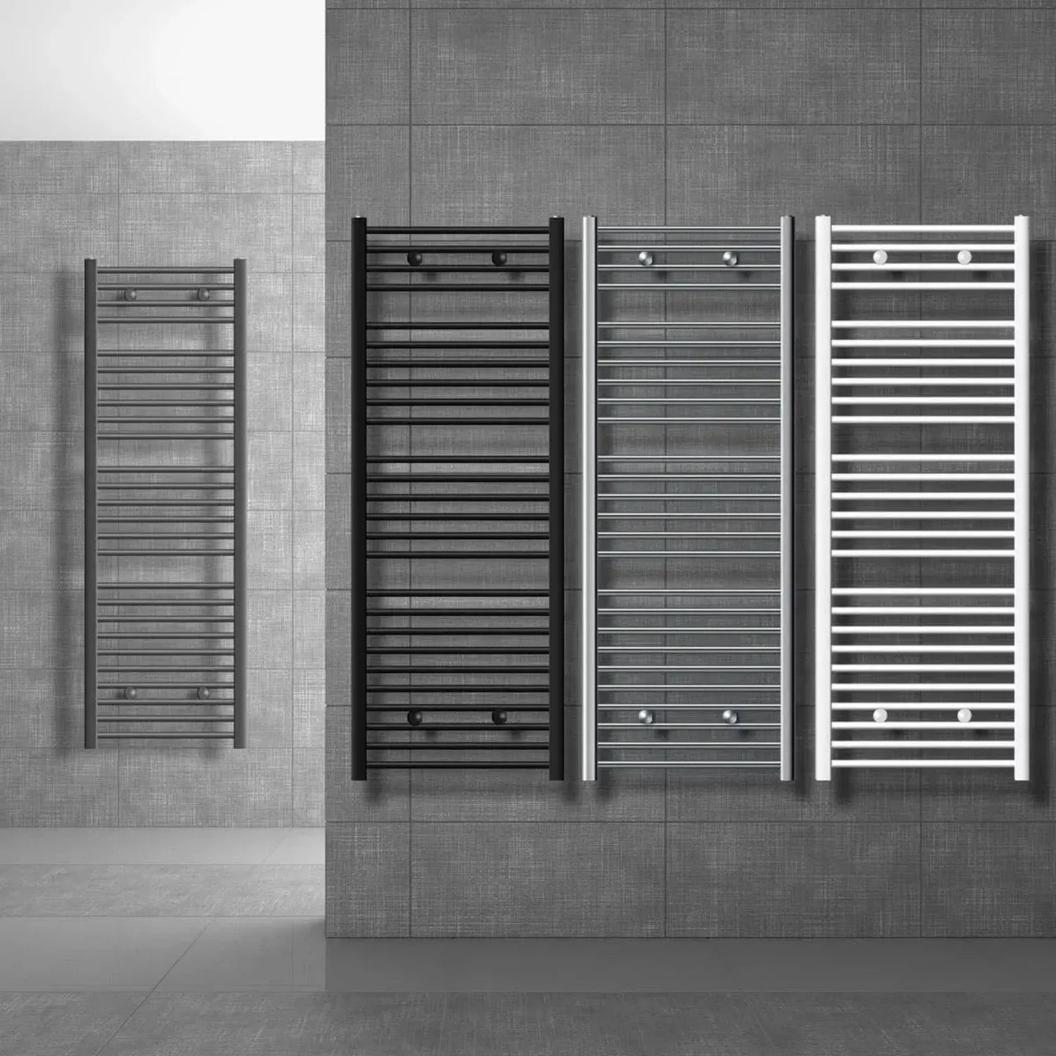 Radiatore Elettrico da Bagno Curvo Sahara 400x1200 mm in Cromo con Termostato Digitale 1200W