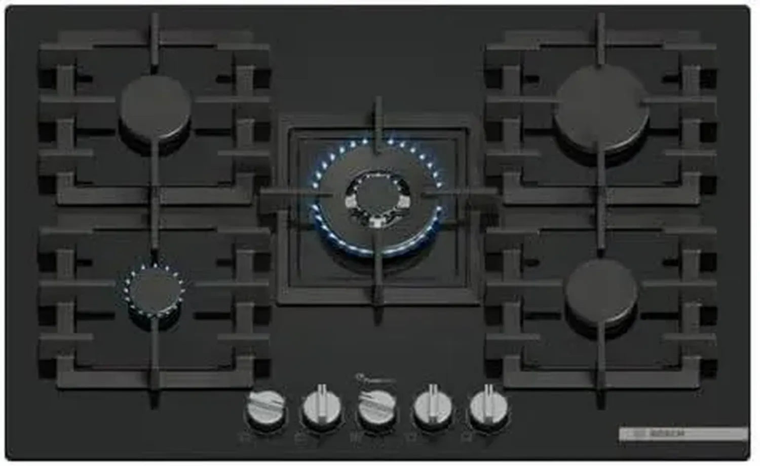 Bosch Serie 6 Piano Cottura a Gas, 5 Bruciatori, 80 cm, Nero in Vetro Temperato