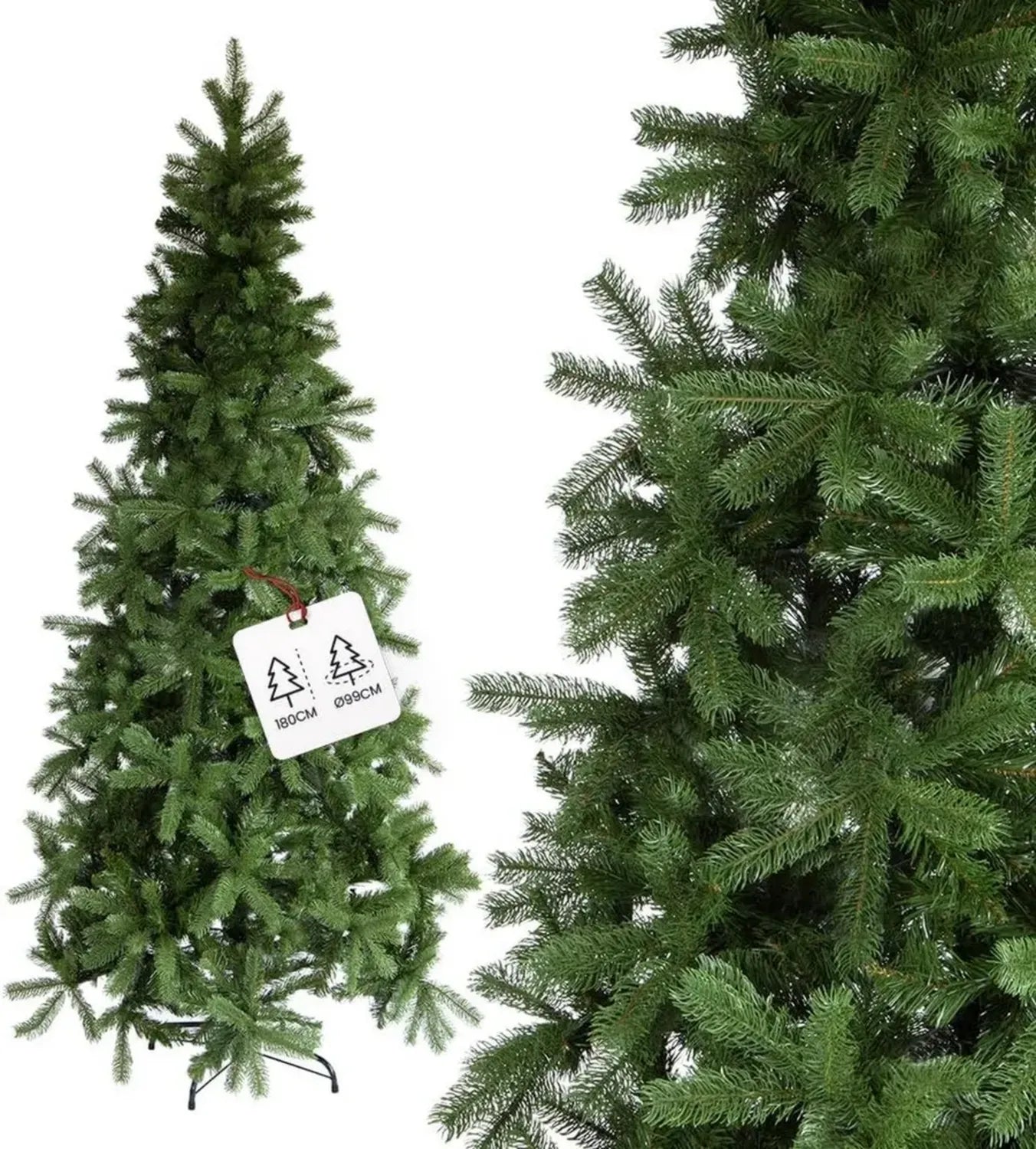 Albero di Natale Slim 180 cm in PVC, Design Elegante con 714 Rami, Ideale per Spazi Compatti, Base Stabile