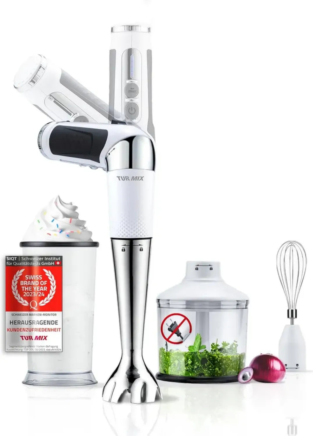 Frullatore a Immersione Professionale Turmix CX 422 - Acciaio Inox Senza Fili 1800W con Accessori Completi