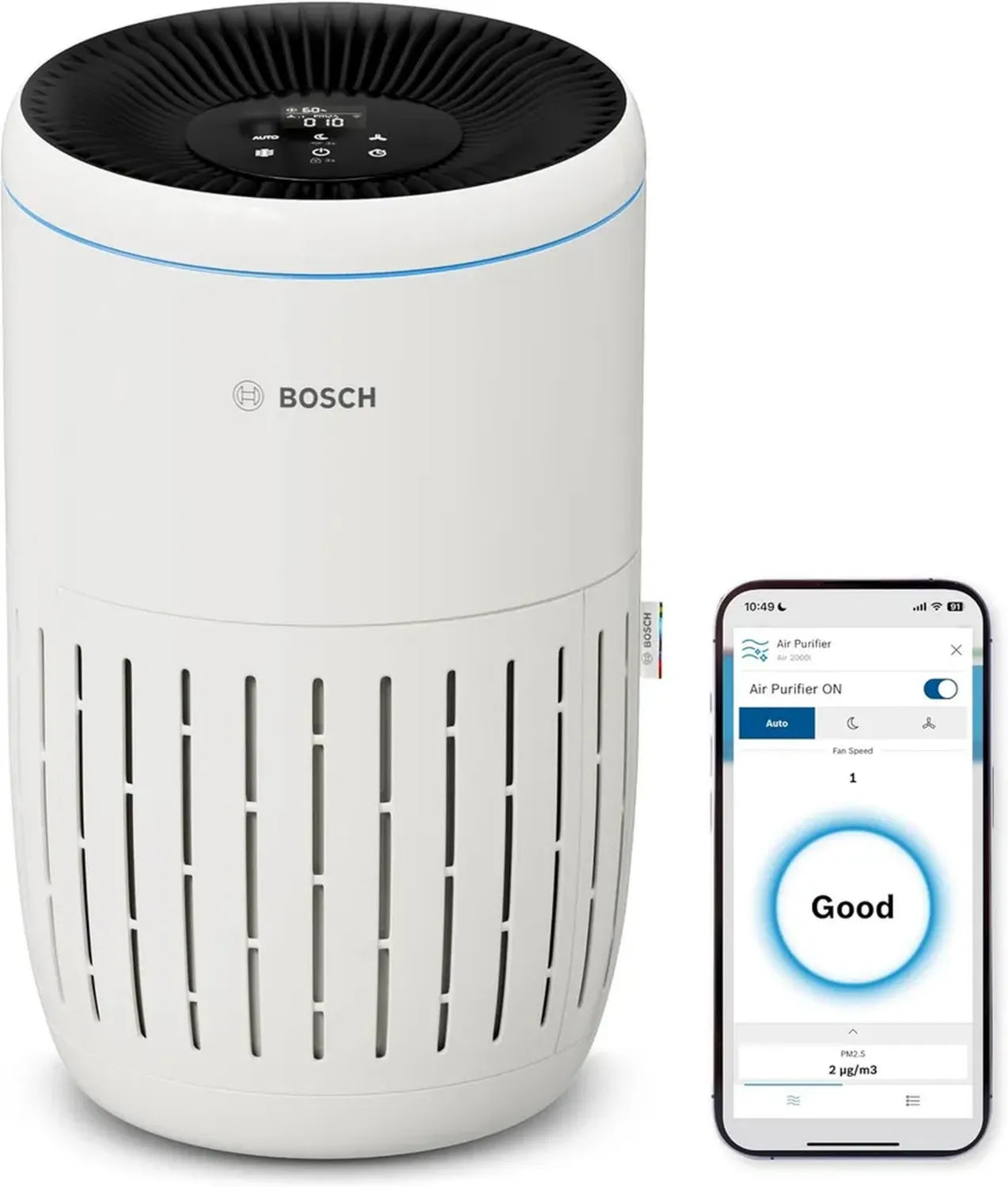 Purificatore d'Aria Intelligente Bosch Air 2000i, 37,5 m², Modalità Silenziosa, CADR 180 m³/h