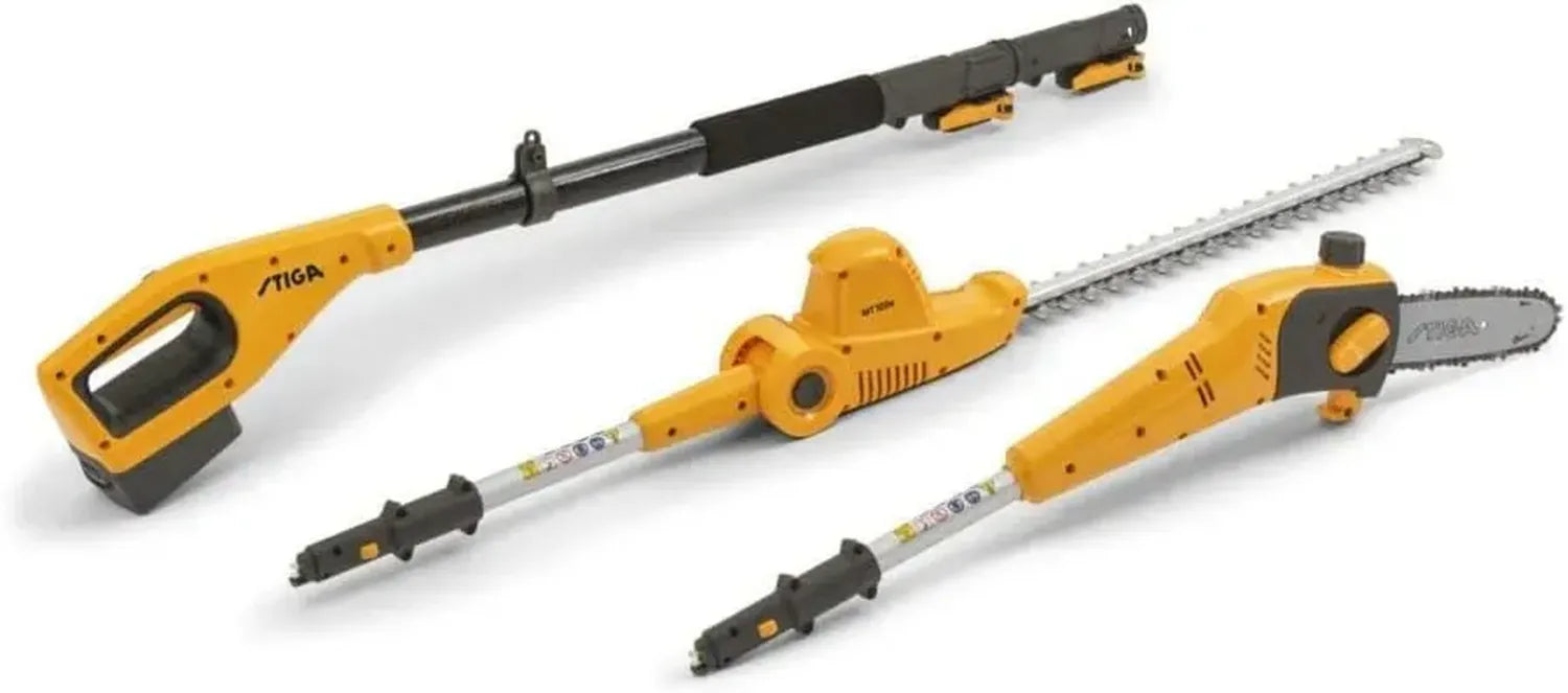 STIGA Kit Multifunzione a Batteria, Tagliasiepi e Potatore Telescopico, Ideale per Altezza e Precisione, con Batteria e Caricatore