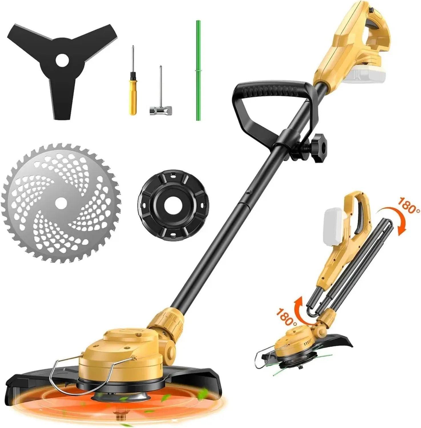 Tagliabordi Elettrico 2 in 1 per deWalt 20V, Rasaerba Senza Fili 1300W con Lama a 3 Denti, 12" per Giardino e Arbusti