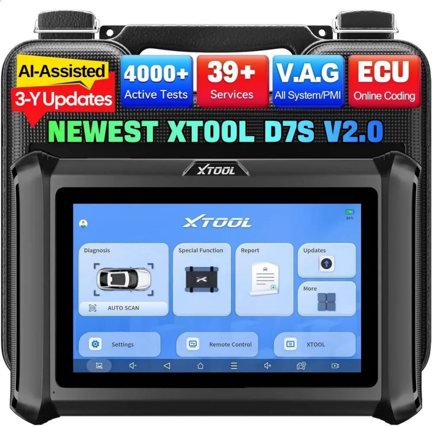 XTOOL D7S Scanner Diagnostico Avanzato con IA, 2026 Codifica ECU Online, Funzionalità Bidirezionali, Sistema Completo e Reset Estesi
