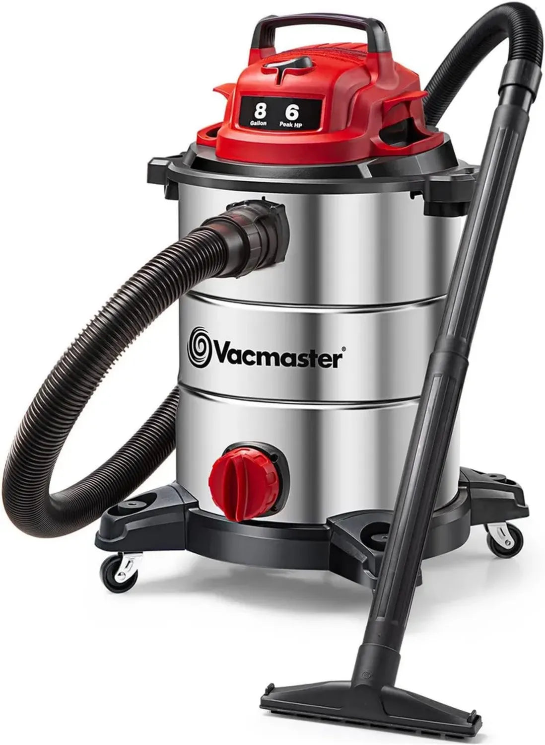 Aspirapolvere Industriale Vacmaster 8 Gal in Acciaio Inox, Edizione Rossa