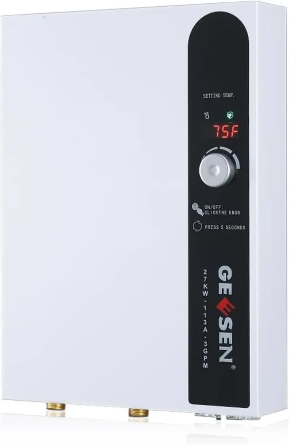 Scaldabagno istantaneo 27 kW 240 V con display digitale per uso domestico, bianco