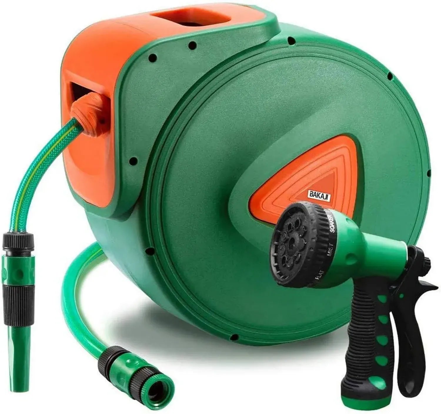 Avvolgitubo da Giardino con Blocco Automatico e Rotazione a 180°, Tubo in PVC da 30 Metri