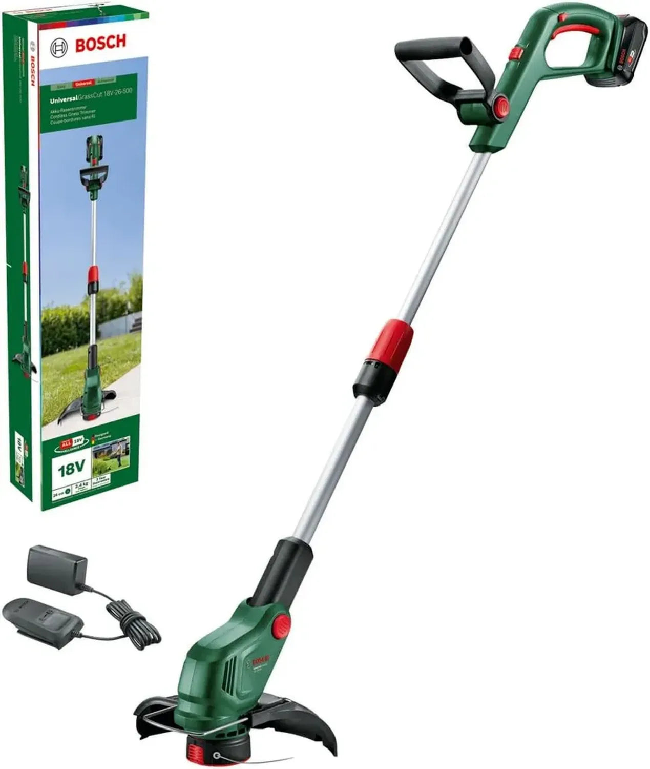 Tagliabordi a Batteria Bosch 18V-26-500 con Batteria e Caricatore